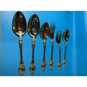 Vintage supreme cutlery stainless japan Gold Embossed Elegant Lot Flatware